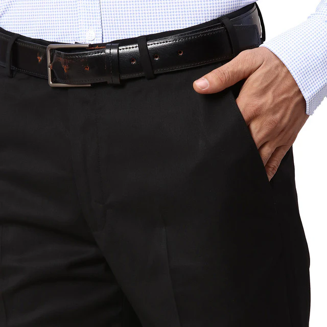 Park Avenue Men Black Solid Slim Fit Terylene Trouser - Image 6