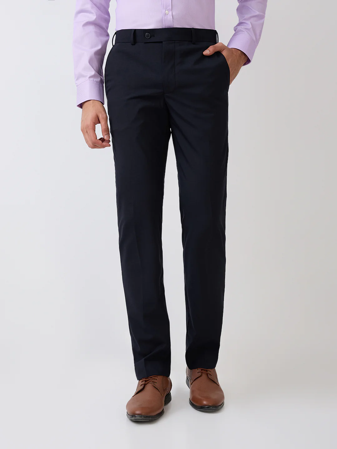 Park Avenue Men Black Solid Slim Fit Wool Blend Trouser