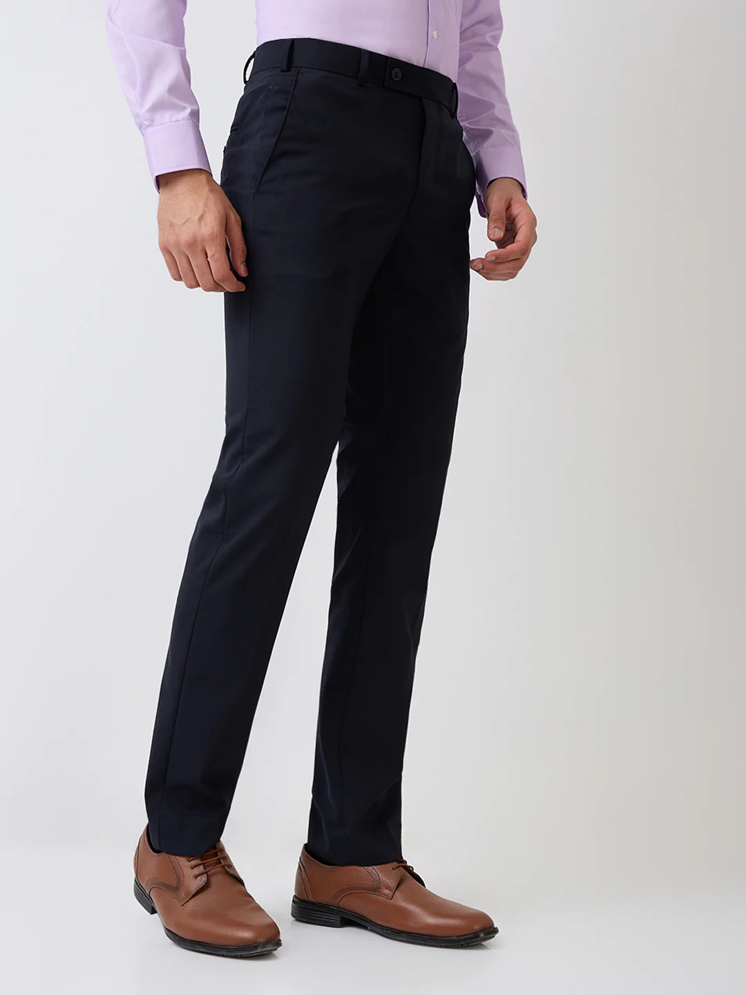 Park Avenue Men Black Solid Slim Fit Wool Blend Trouser - Image 3