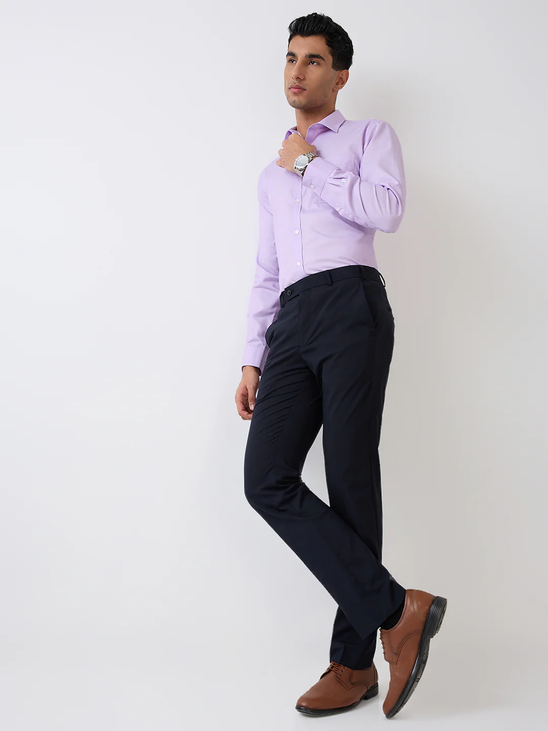 Park Avenue Men Black Solid Slim Fit Wool Blend Trouser - Image 6