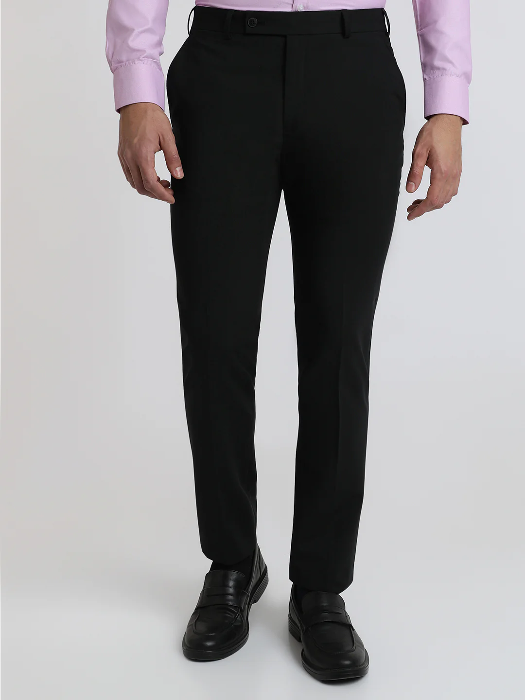 Park Avenue Men Black Solid Slim Fit Wool Blend Trouser