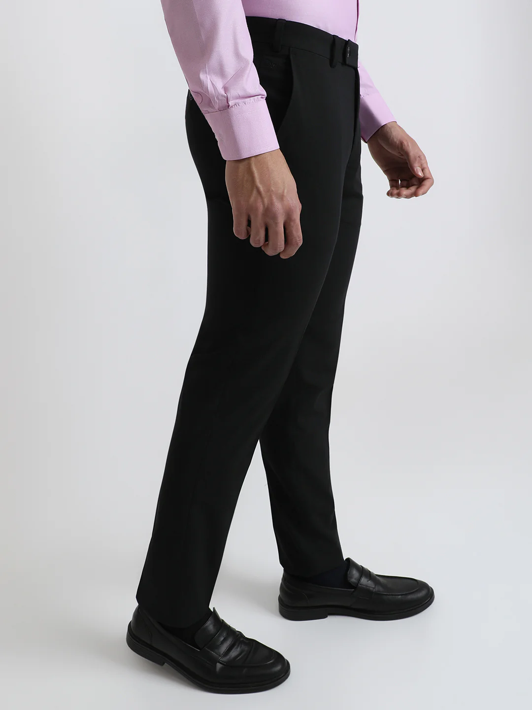 Park Avenue Men Black Solid Slim Fit Wool Blend Trouser - Image 2