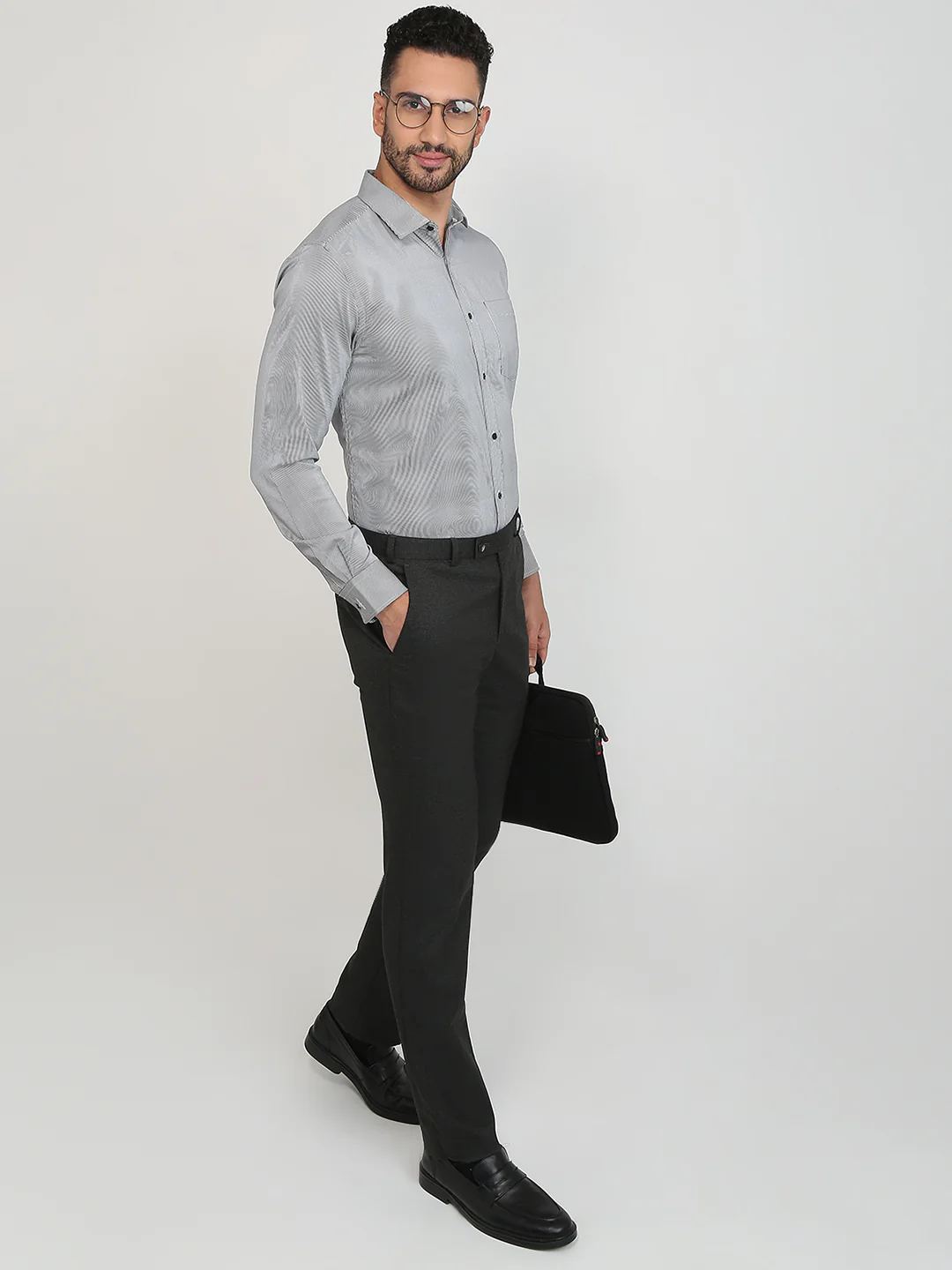 Park Avenue Men Black Stripe Slim Fit Cotton Blend Formal Shirt - Image 5