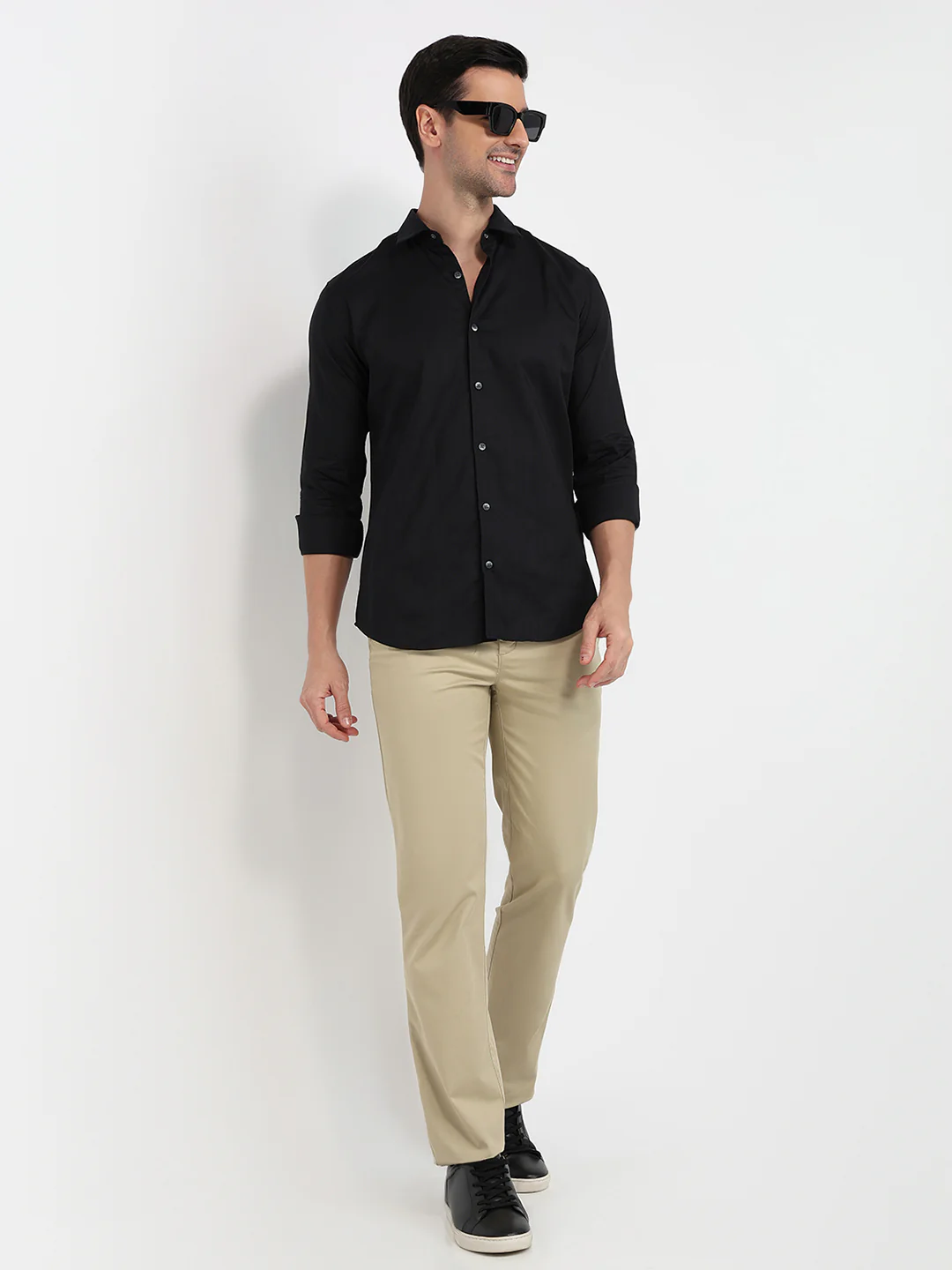 Park Avenue Men Black Stripe Slim Fit Cotton Shirt - Image 5