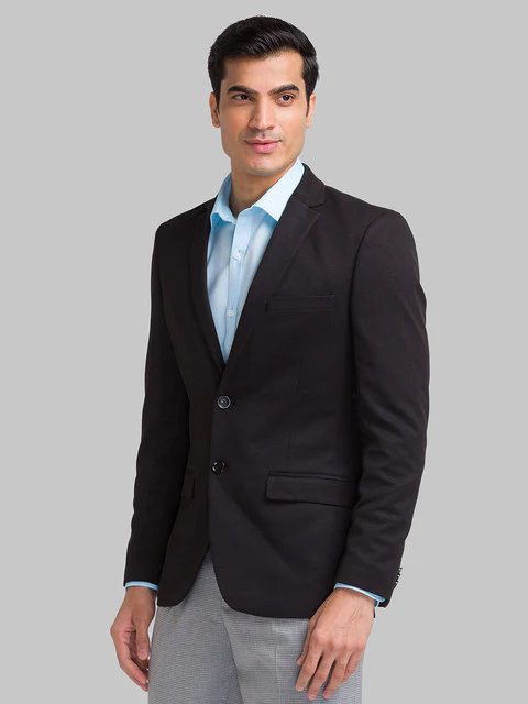Park Avenue Men Black Active Fit Structure Blazer - Image 3
