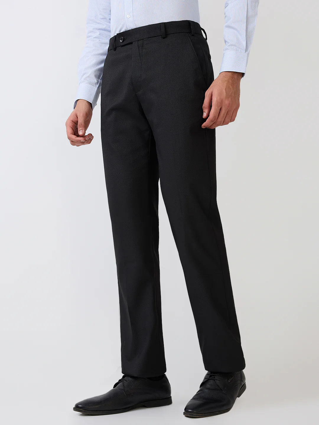 Park Avenue Men Black Structure Regular Fit Polyester Blend Trouser - Image 2