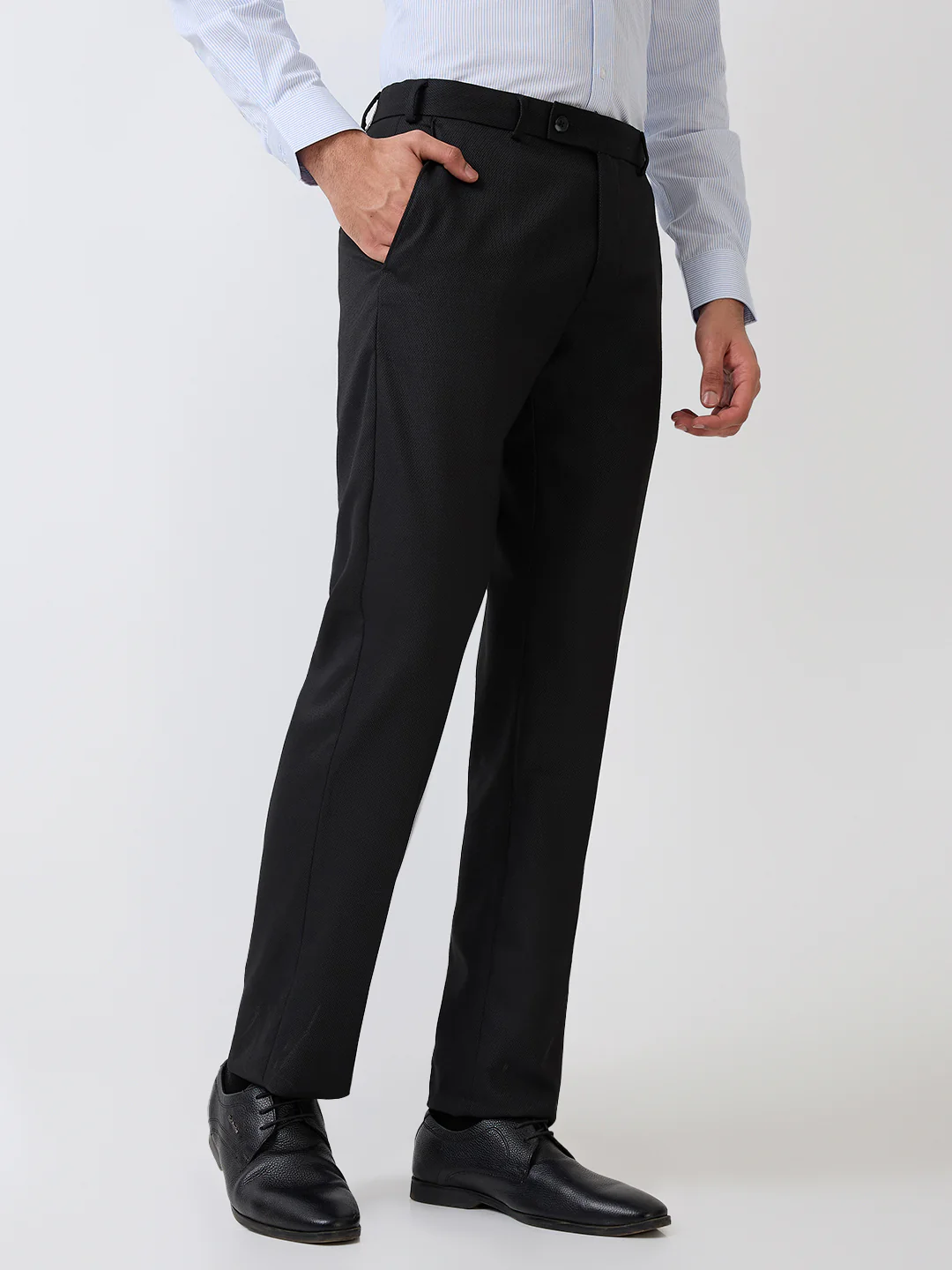 Park Avenue Men Black Structure Regular Fit Polyester Blend Trouser - Image 3