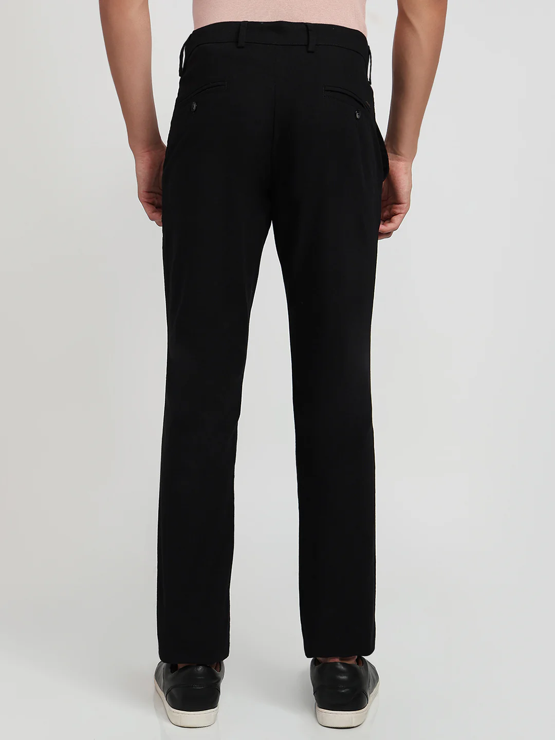 Park Avenue Men Black Structure Slim Fit Cotton Trouser - Image 4