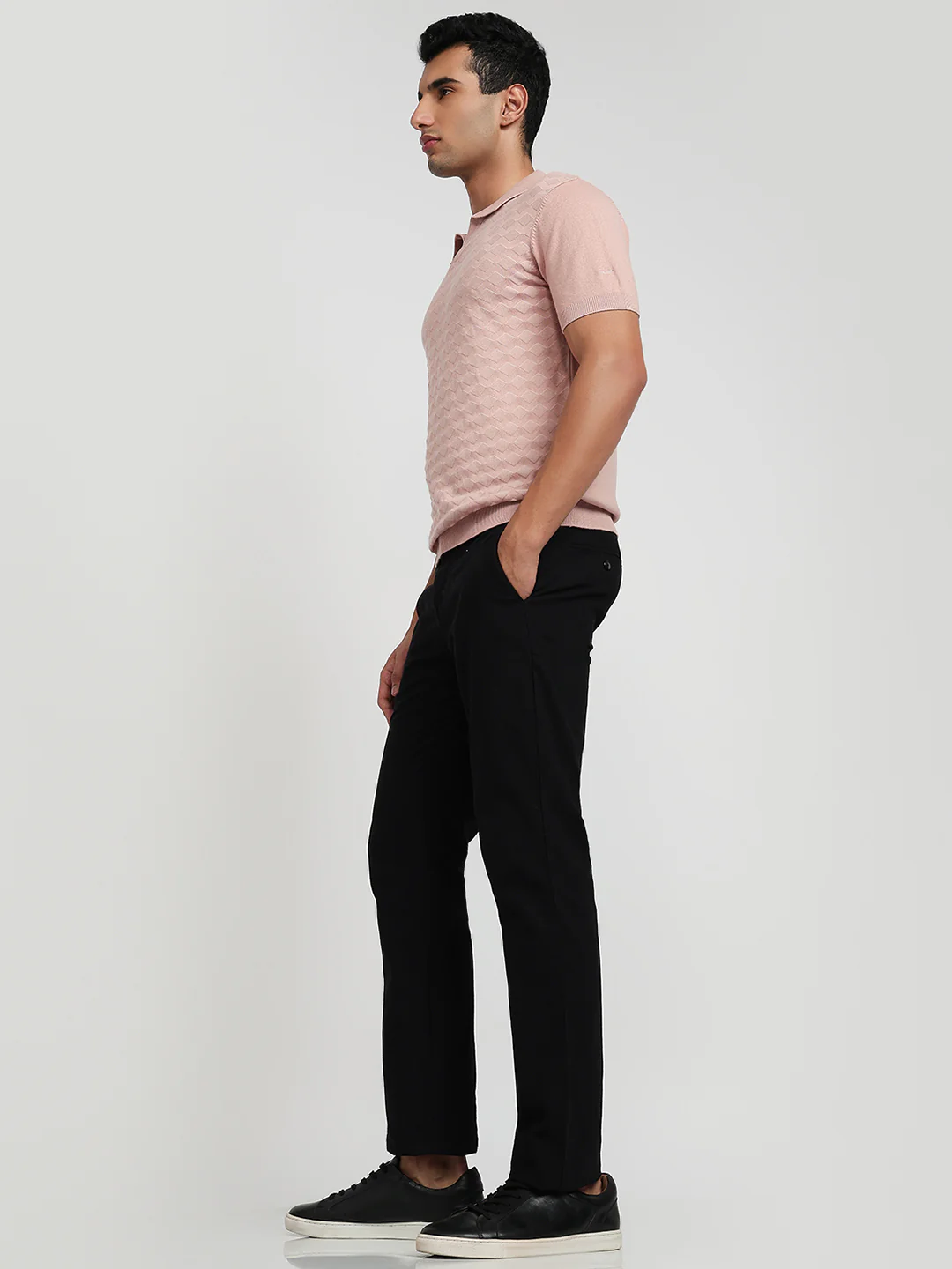 Park Avenue Men Black Structure Slim Fit Cotton Trouser - Image 5