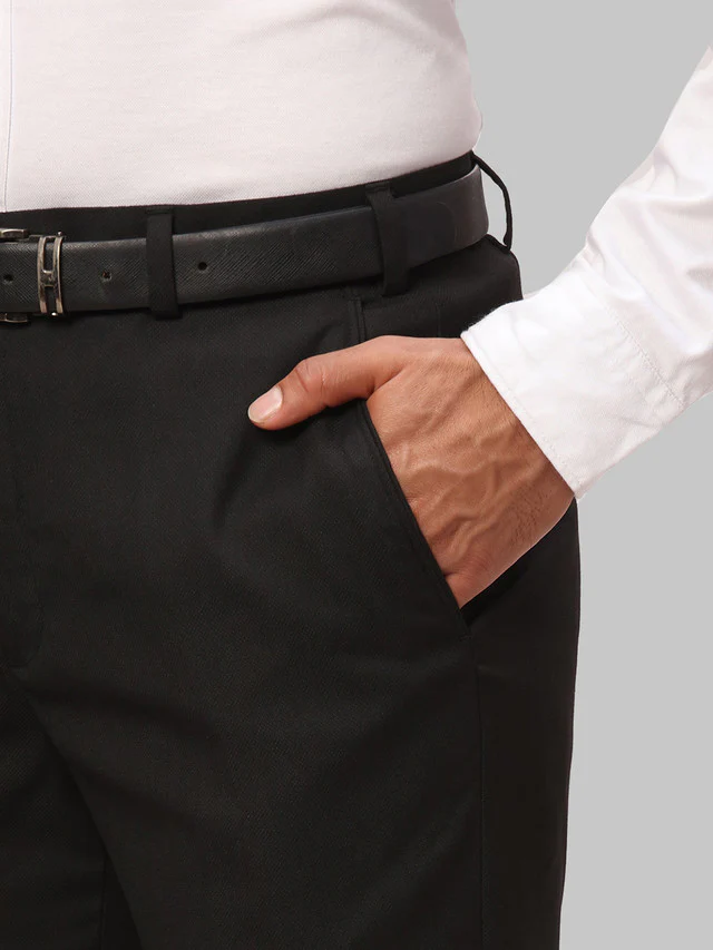 Park Avenue Men Black Structure Smart Fit Polyester Blend Trouser - Image 7