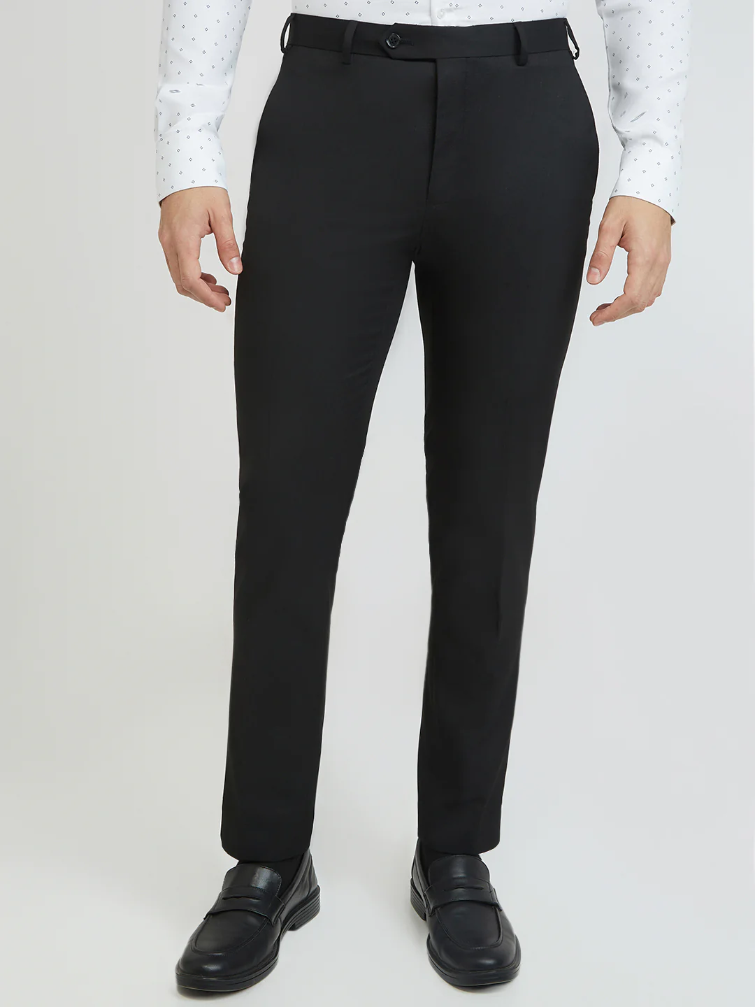 Park Avenue Men Black Structure Super Slim Fit Polyester Blend Trouser