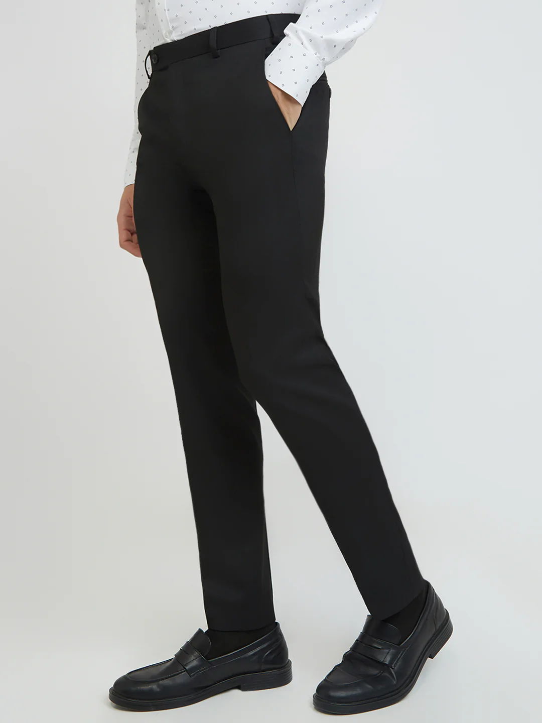 Park Avenue Men Black Structure Super Slim Fit Polyester Blend Trouser - Image 3