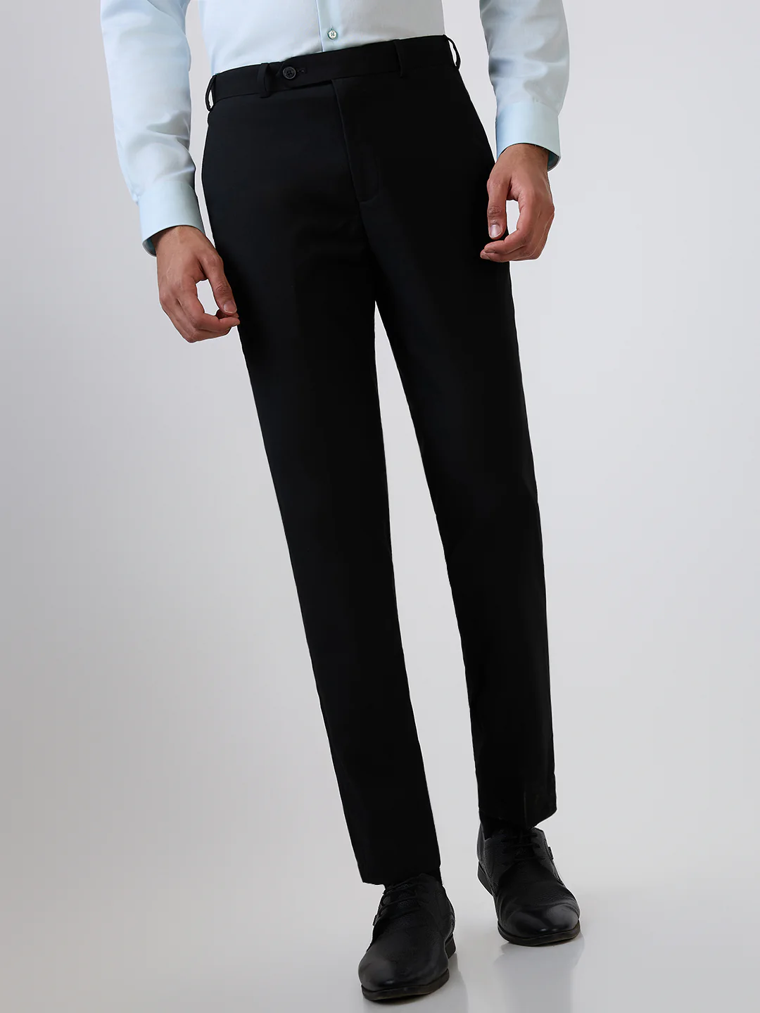 Park Avenue Men Black Structure Super Slim Fit Polyester Blend Trouser