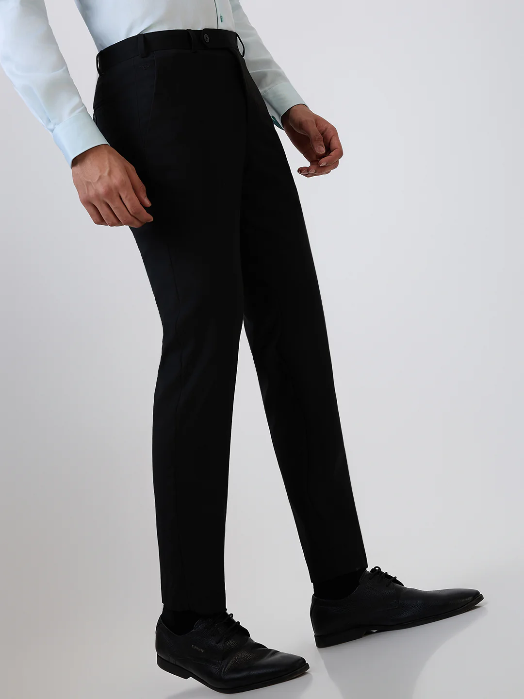 Park Avenue Men Black Structure Super Slim Fit Polyester Blend Trouser - Image 3