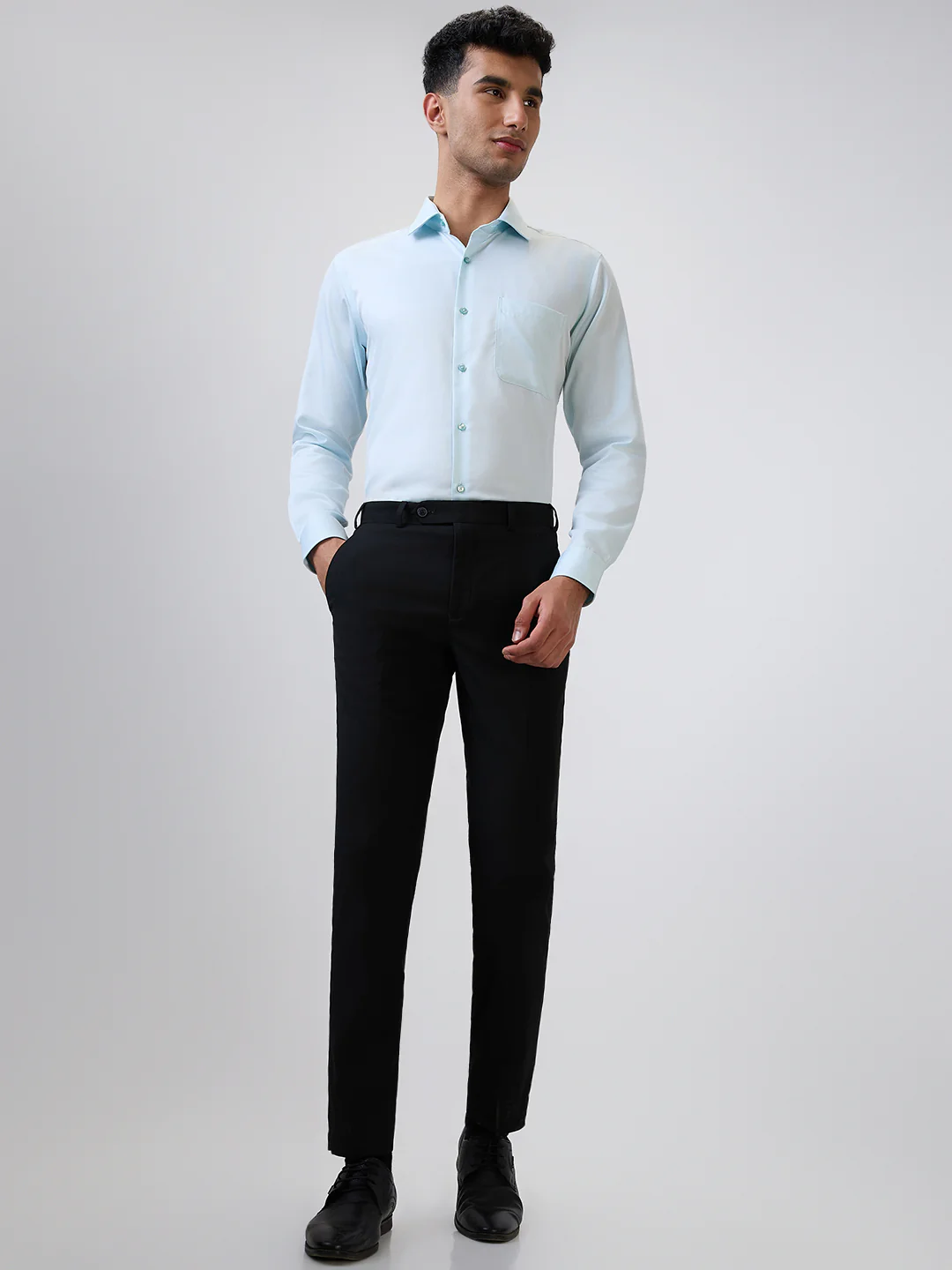 Park Avenue Men Black Structure Super Slim Fit Polyester Blend Trouser - Image 5