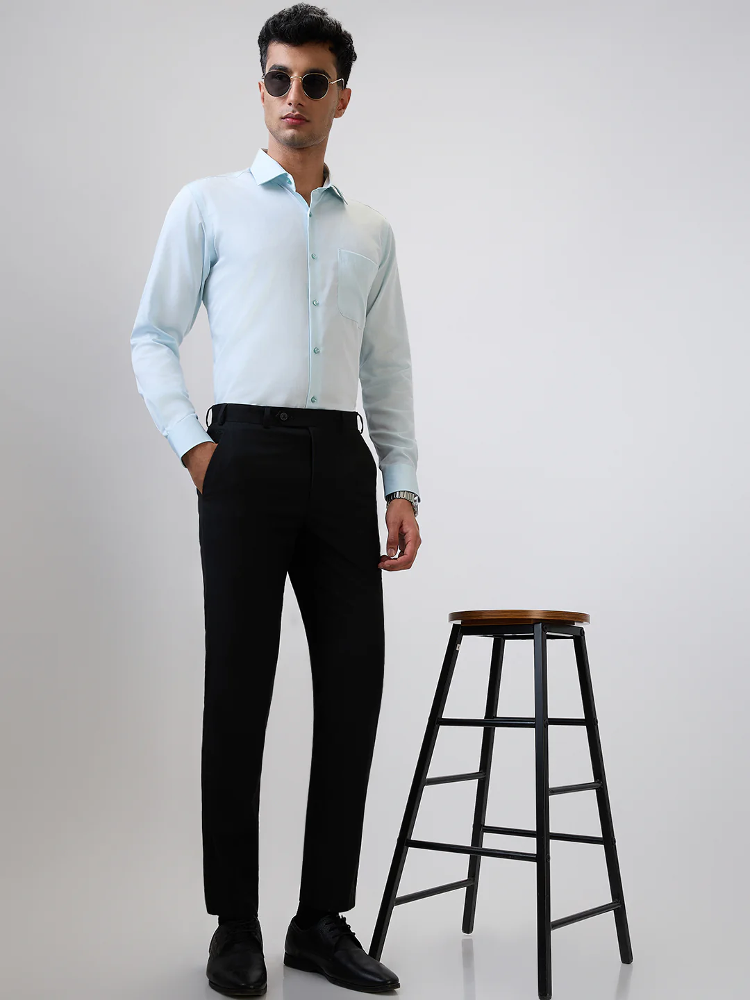 Park Avenue Men Black Structure Super Slim Fit Polyester Blend Trouser - Image 6