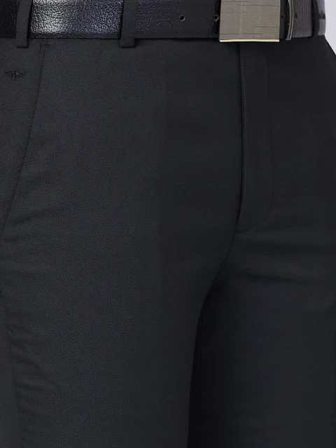 Park Avenue Men Black Super Slim Fit Structured Trouser - Image 6