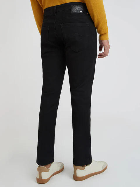 Park Avenue Men Black Twill Slim Fit Cotton Blend Jeans - Image 4
