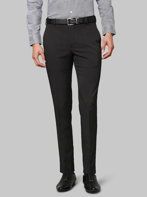 Park Avenue Men Black Twill Super Slim Fit Polyester Trouser
