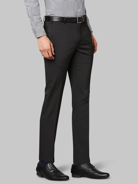 Park Avenue Men Black Twill Super Slim Fit Polyester Trouser - Image 2