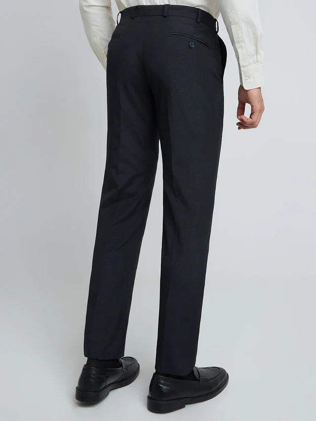 Park Avenue Men Blue Checkered Regular Fit Trouser - Image 4