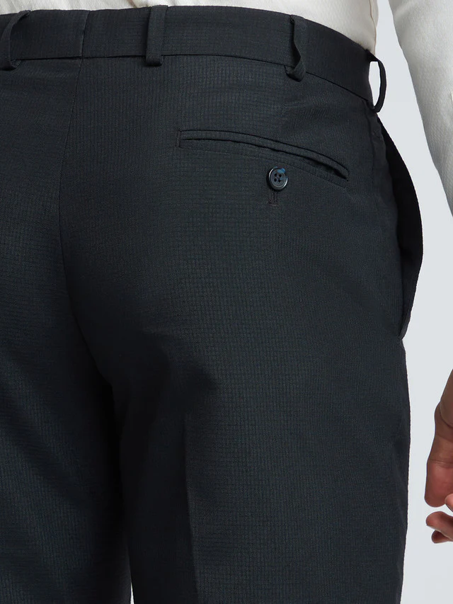 Park Avenue Men Blue Checkered Regular Fit Trouser - Image 7