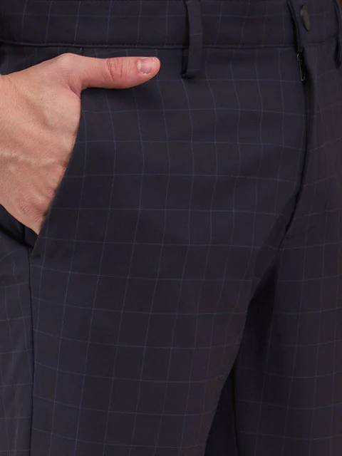 Park Avenue Men Blue Checks Commutech Fit Polyester Blend Trouser - Image 5