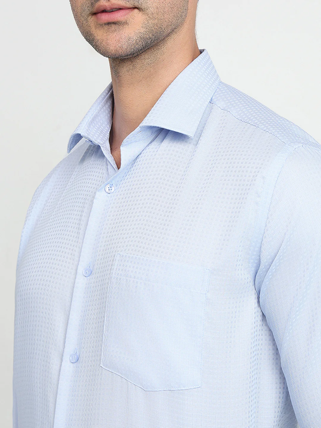 Park Avenue Men Blue Checks Regular Fit Cotton Full Sleeve Ainsley Collar Formal Shirt - Image 6