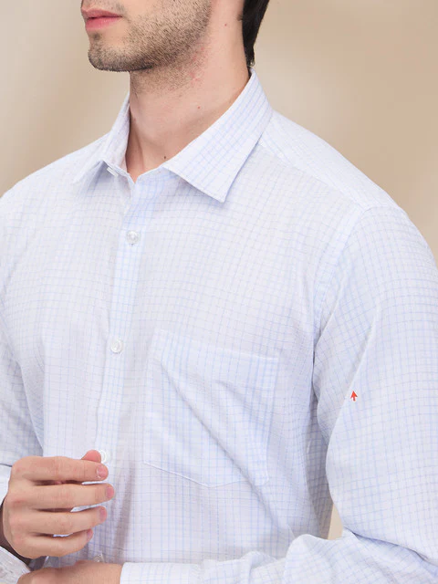 Park Avenue Men Blue Checks Regular Fit Cotton Shirt - Image 5