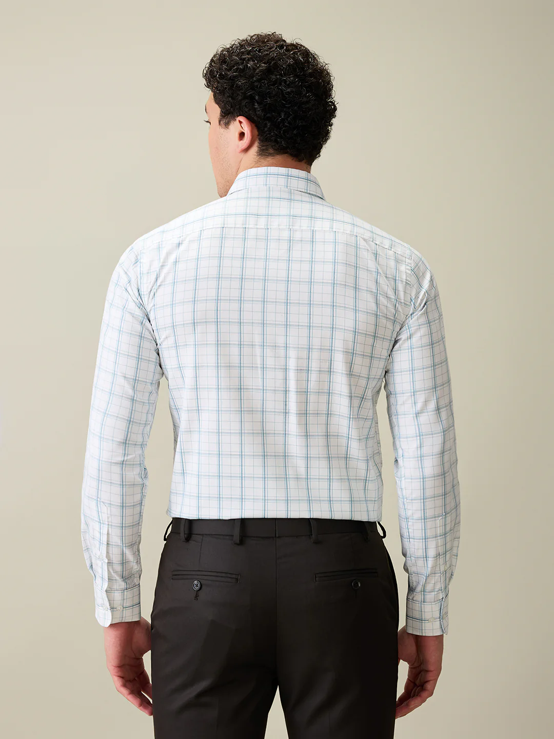 Park Avenue Men Blue Checks Slim Fit Cotton Blend Shirt - Image 4