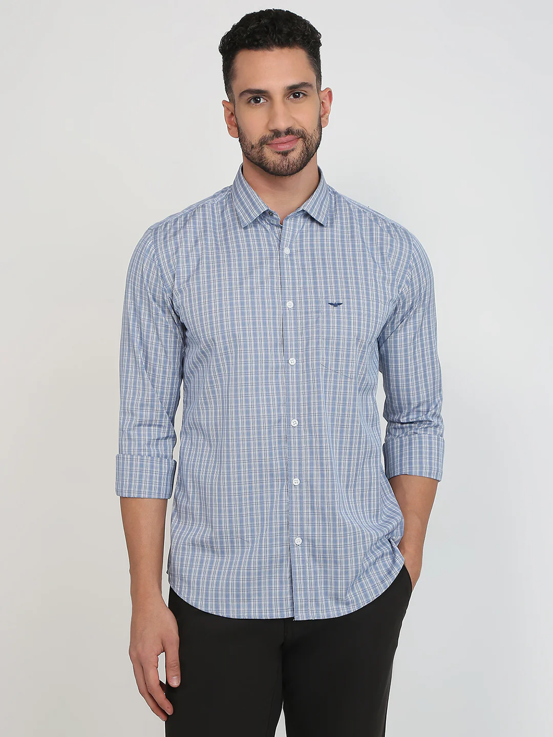 Park Avenue Men Blue Slim Fit Checks Casual Shirt - Image 13