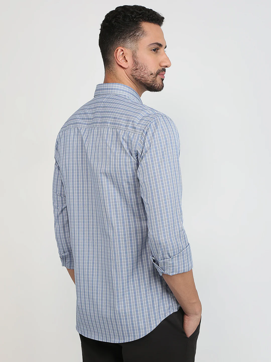 Park Avenue Men Blue Slim Fit Checks Casual Shirt - Image 16