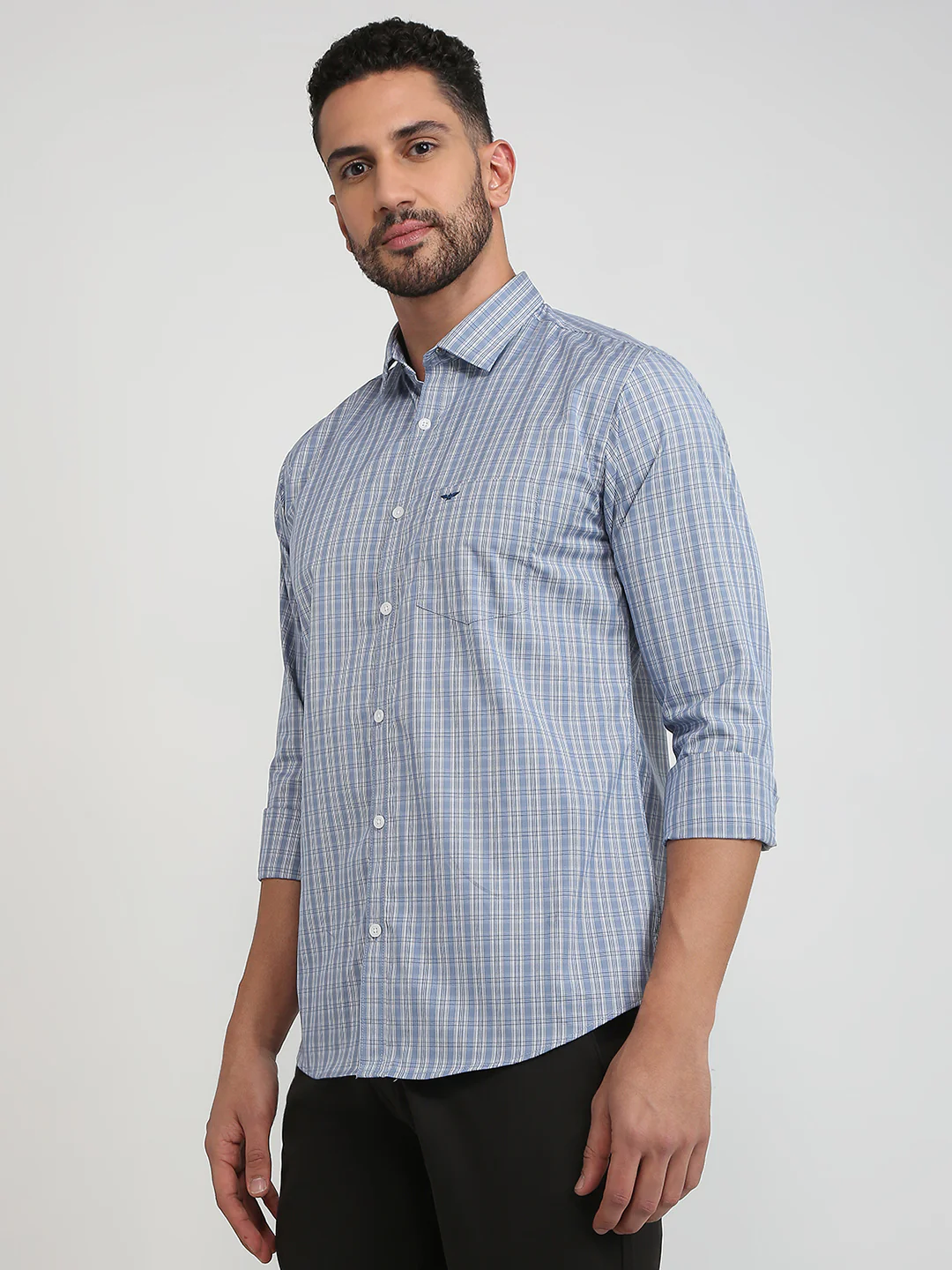 Park Avenue Men Blue Slim Fit Checks Casual Shirt - Image 3