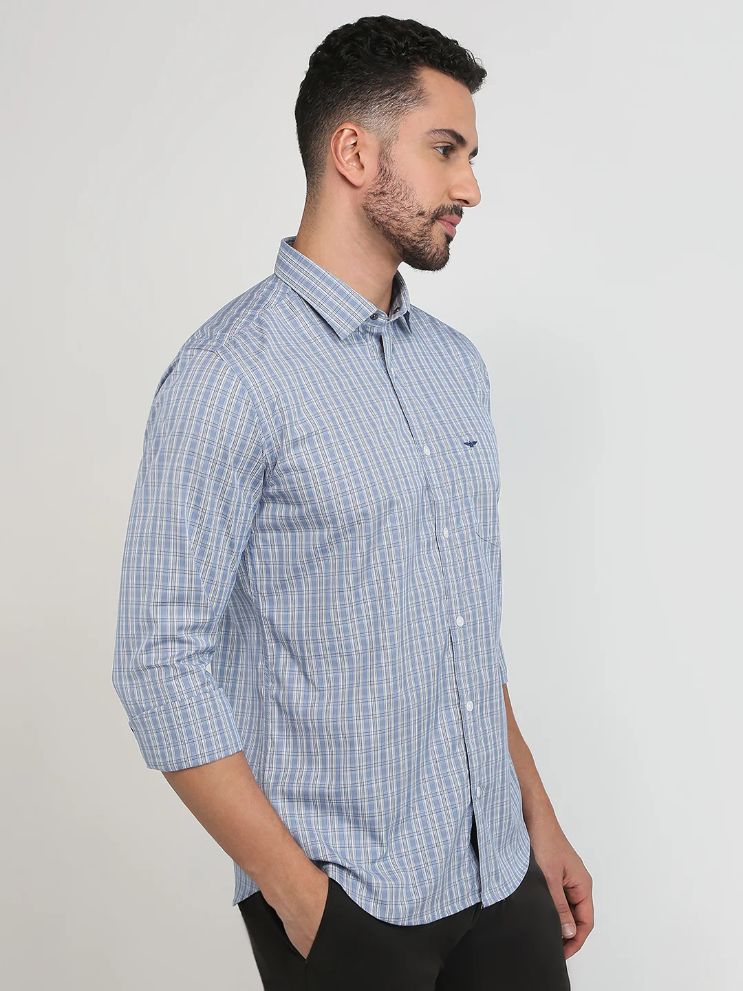 Park Avenue Men Blue Slim Fit Checks Casual Shirt - Image 5