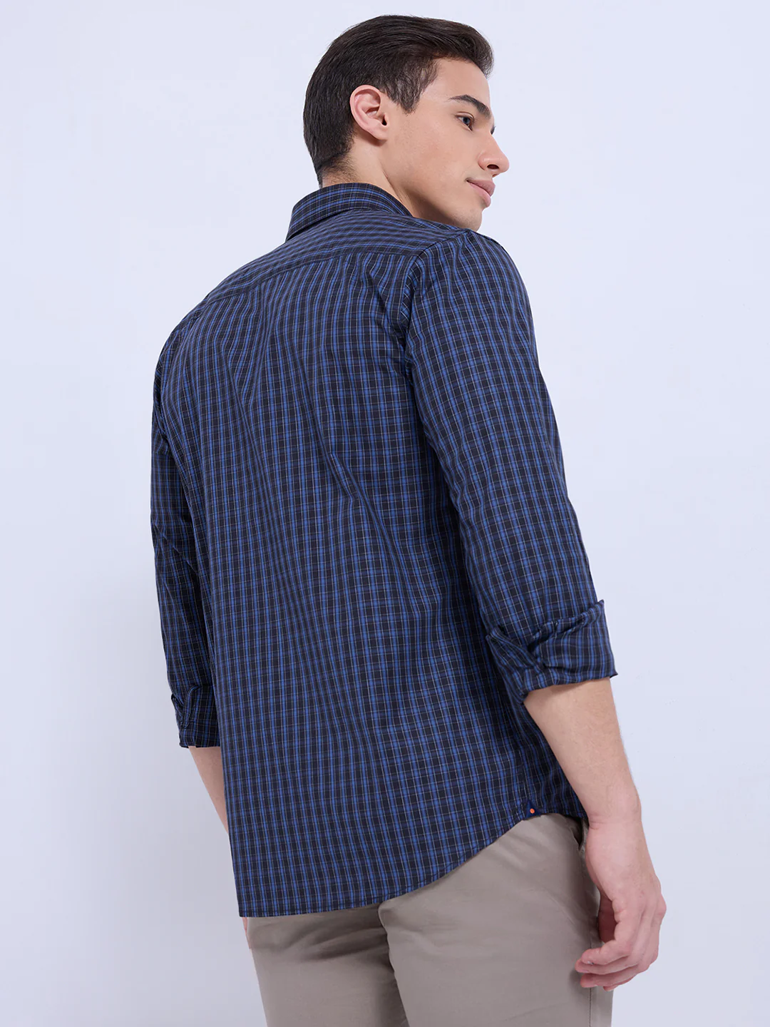 Park Avenue Men Blue Checks Slim Fit Cotton Casual Shirt - Image 5