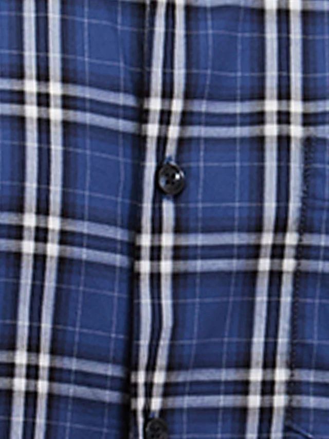 Park Avenue Men Blue Checks Slim Fit Cotton Casual Shirt - Image 6