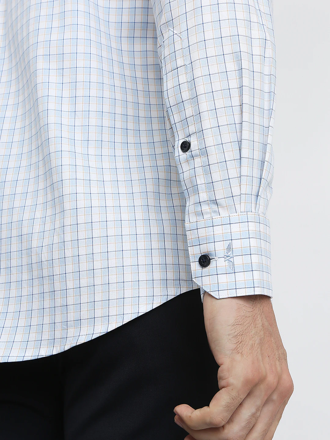 Park Avenue Men Blue Checks Slim Fit Cotton Formal Shirt - Image 7