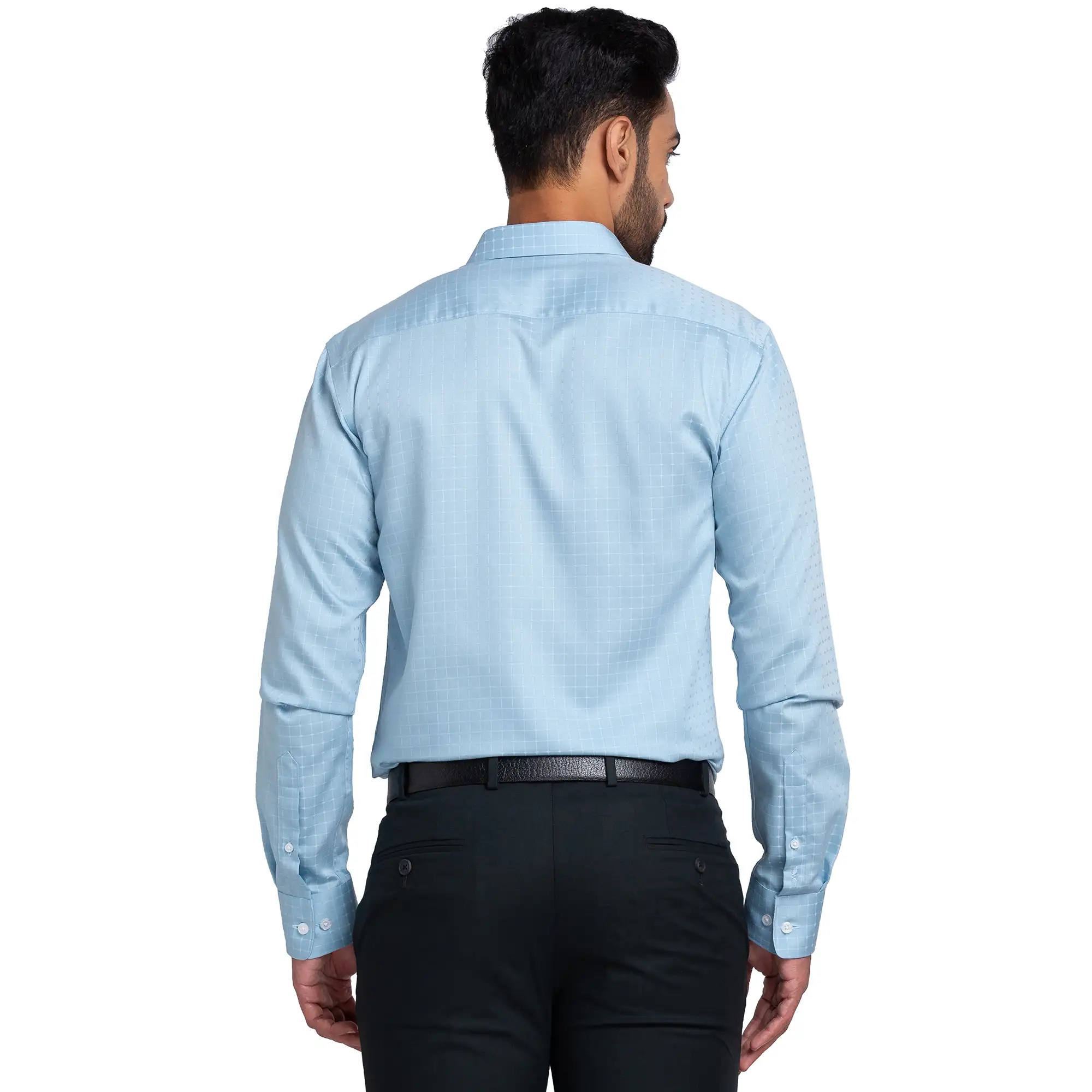 Park Avenue Men Blue Checks Slim Fit Cotton Shirt - Image 4