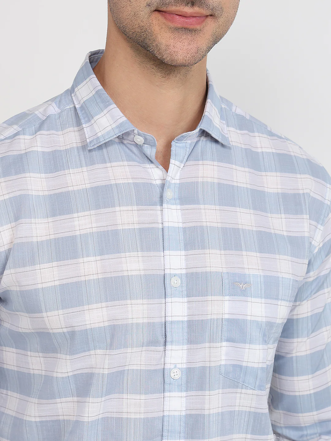 Park Avenue Men Blue Checks Slim Fit Cotton Shirt - Image 6