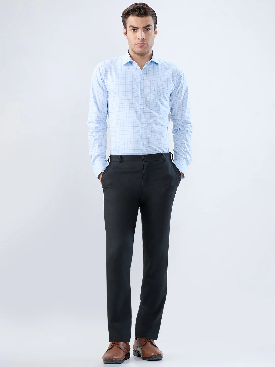 Park Avenue Men Blue Checks Slim Fit Cotton Shirt - Image 5