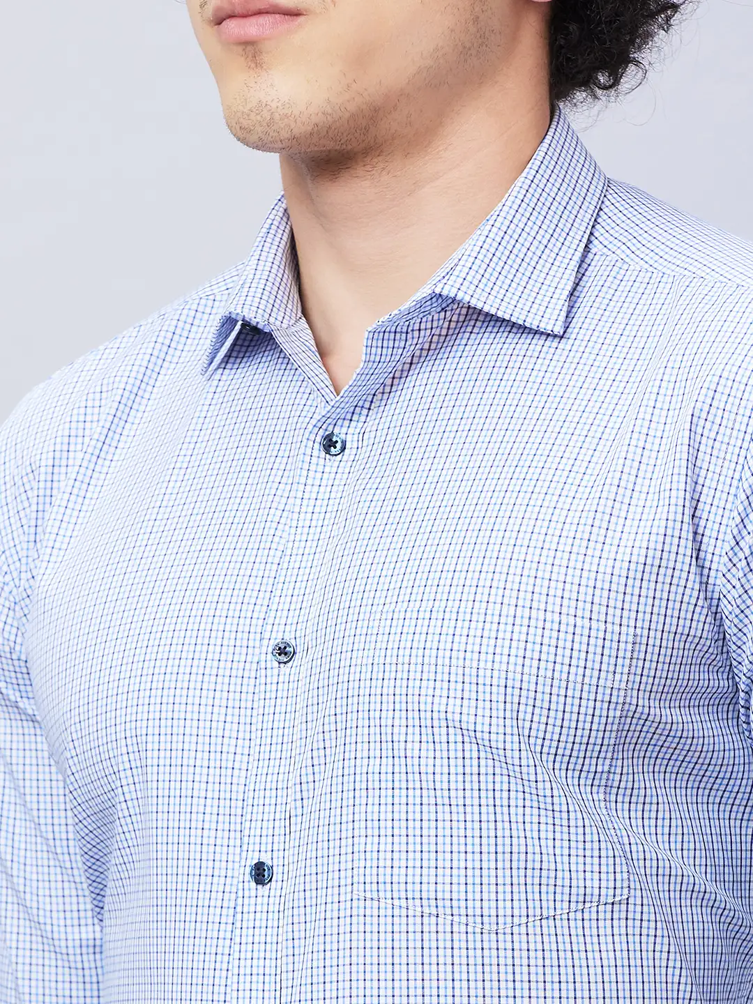 Park Avenue Men Blue Checks Slim Fit Cotton Shirts - Image 6