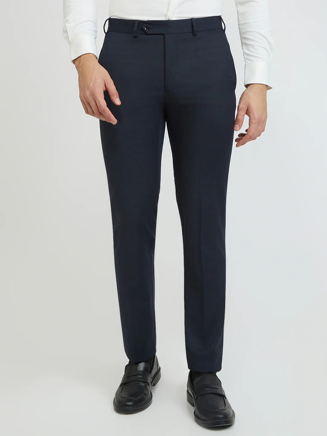 Park Avenue Men Blue Checks Slim Fit Polyester Blend Trouser