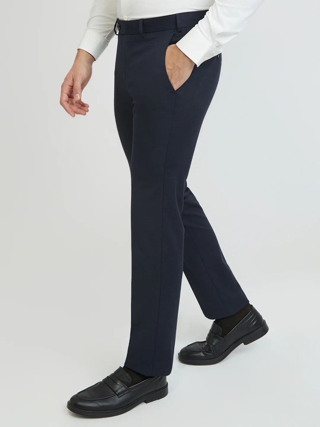 Park Avenue Men Blue Checks Slim Fit Polyester Blend Trouser - Image 3