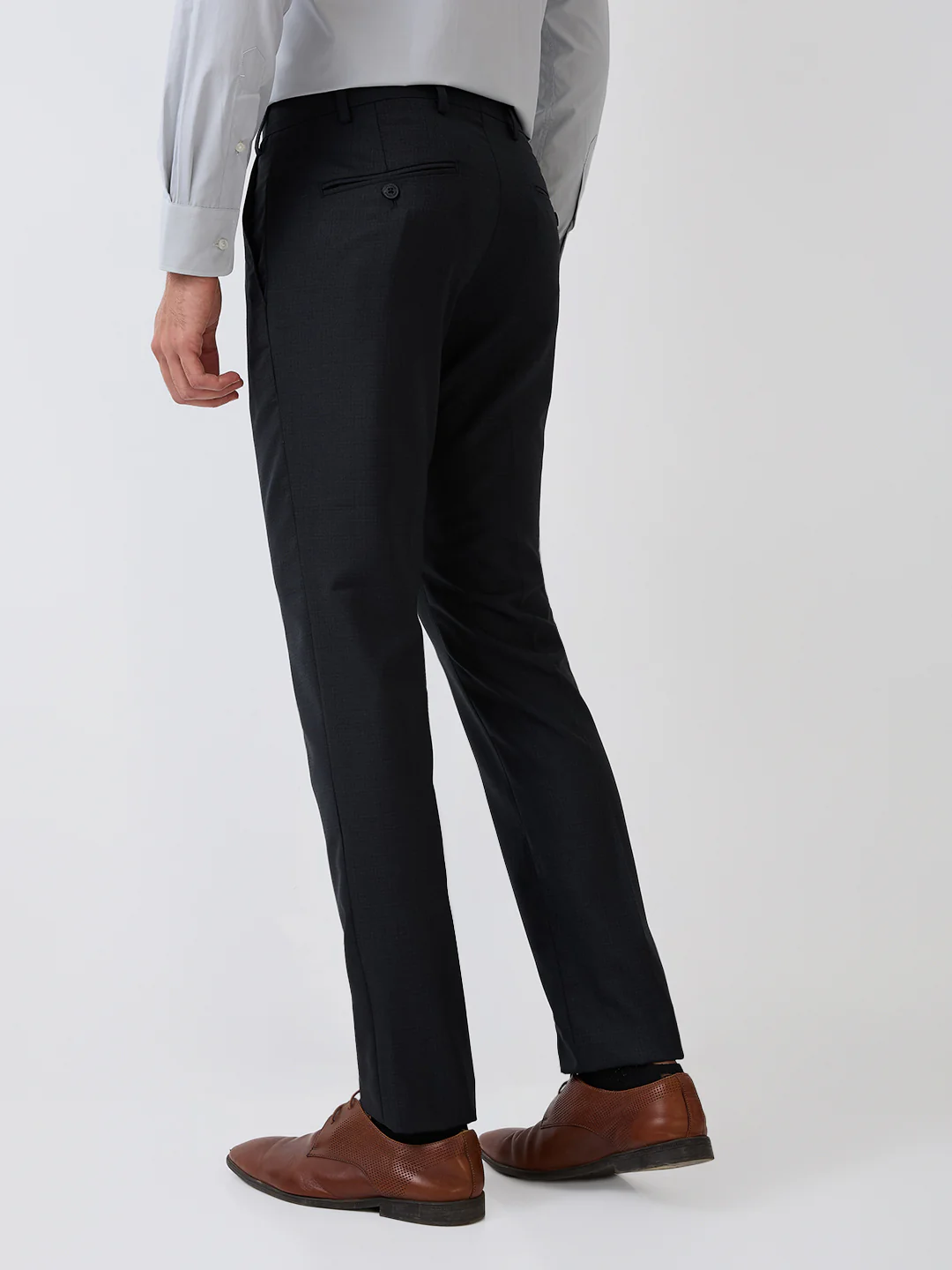 Park Avenue Men Blue Checks Slim Fit Wool Blend Trouser - Image 4