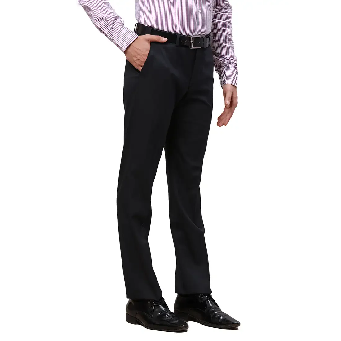 Park Avenue Men Blue Checks Smart Fit Polyester Blend Trouser - Image 2