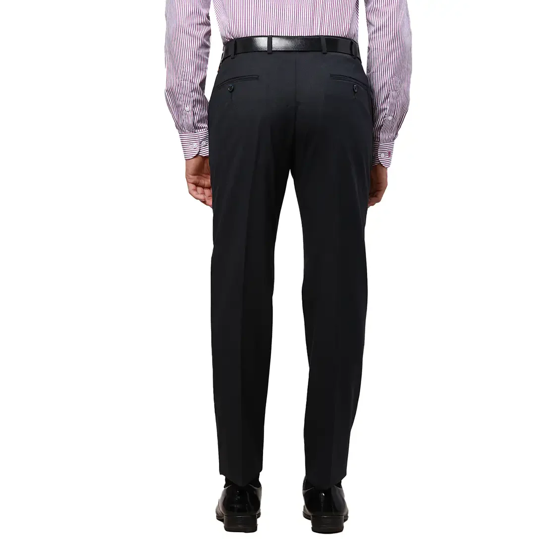 Park Avenue Men Blue Checks Smart Fit Polyester Blend Trouser - Image 5