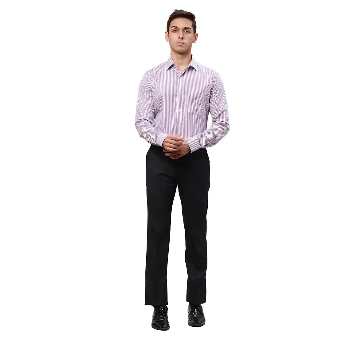 Park Avenue Men Blue Checks Smart Fit Polyester Blend Trouser - Image 6