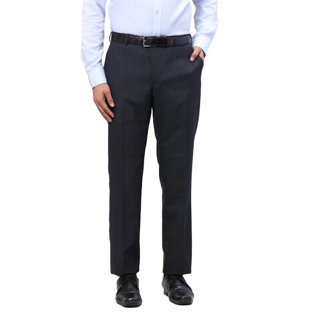 Park Avenue Men Blue Checks Smart Fit Polyester Blend Trouser