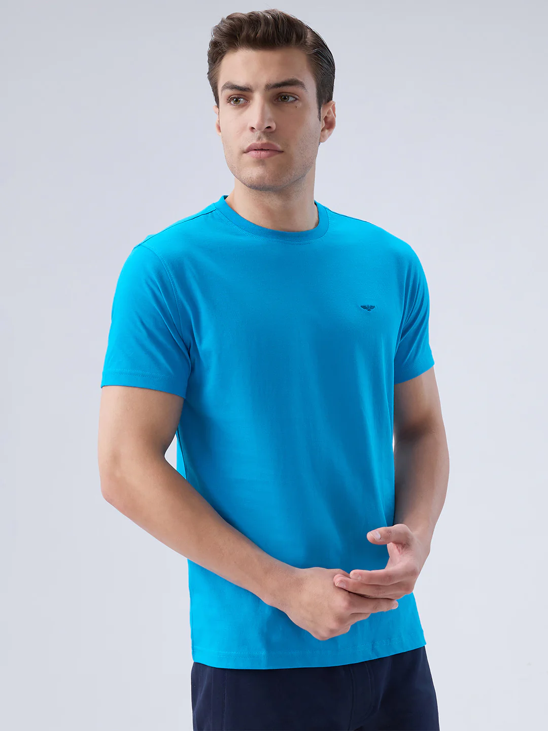 Park Avenue Men Blue Cotton T-Shirt - Image 2