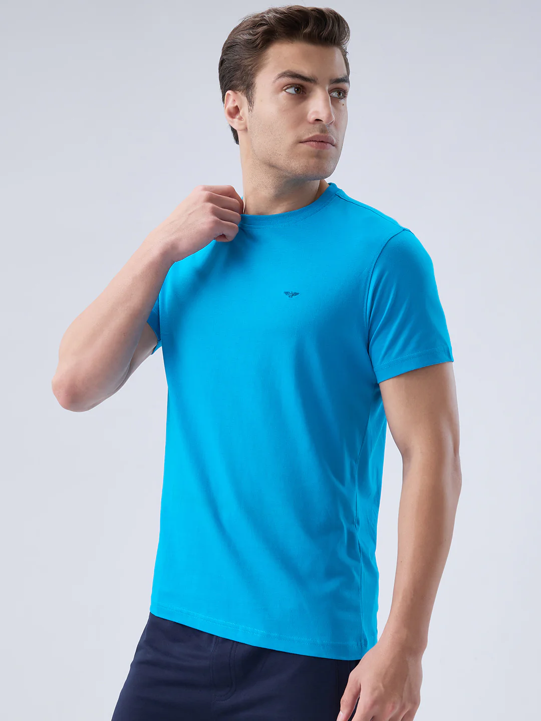 Park Avenue Men Blue Cotton T-Shirt - Image 3